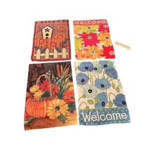 Breeze Art Set of 4‎ Double-Sided Garden Welcome Flags Multicolor outdoor decor